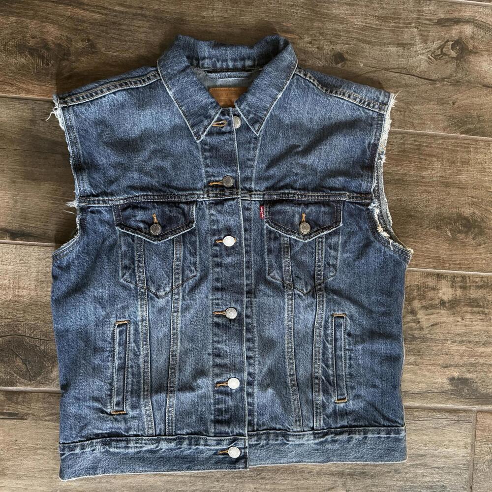Levi's Dark Blue Denim Sleeveless Trucker Vest
